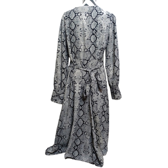Halogen Sz 1 Snake Print Long-Sleeve Office Midi Wrap Dress - Picture 2 of 12